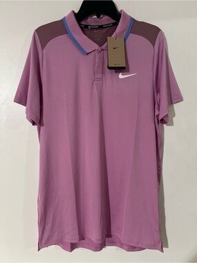 Nike Men’s Purple Polo Shirt with Contrast Trim SZ M TALL